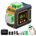 CIGMAN CM-S03 Laser Level 12 Lines LCD Display Green Beam 3x360° Self Leveling Tool IP54 Rechargeable Battery Remote Control for Construction Alignment