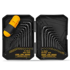 Heat-Treated Steel Allen Wrench Set 31-Piece SAE and Metric Hex Keys Black-Oxide Finish Torque Handle High Leverage Long and Short Keys Easy Organization