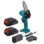 550W 21V 4'' Mini Cordless One-Hand Electric Chain Saw Woodworking Wood Cutter W/ 2pcs Battery