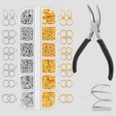 Craft Supplies Kit for Jewelry Making Jump Rings and Clasps Assorted Sizes Gold Silver Reliable Tools with Storage Case