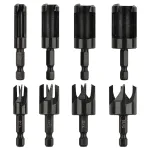 8pcs Wood Plug Cutter Drill Bit Set Cobalt Steel Plug Cutter Set Hex Shank Design 1/4 3/8 1/2 5/8 Inch Woodworking Tools High Precision Wear Resistant