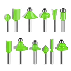 12PCS Router Bit Set 1/4 Inch Shank Tungsten Carbide Woodworking Milling Cutter for Hardwood Plywood Particle Board Engraving Machine