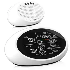 Alta precisão 10 em 1 portátilMonitor de qualidade do ar CO2 TVOC HCHO PM2.5 PM1.0 PM10 AQI Alarme Temperatura Umidade Display Dual Chip Testador de qualidade do ar interno