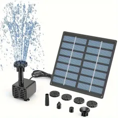 Solar Powered Water Pump Kit for Garden Decor with 8 Nozzle Attachments Environmentally Solar Panel for DIY Fountain Pond Bird Bath Aquarium Waterfall