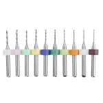 Drillpro 10Pcs 0.6mm-1.5mm Tungsten Carbide PCB Drill Bits Print Circuit Board Mini CNC Drilling Bit Set