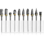 New 10 pcs 1/8\\ Shank Tungsten Carbide Milling Cutter Rotary Tool Burr Double Diamond Cutting Rotary Dremel Tools Electric Grinding