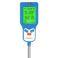 6 in 1 Soil Meter PH Tester LCD Display Light Fertility Temperature Moisture Humidity Analyzer Gardening Tool Battery Powered Eco-Friendly