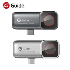 Câmera térmica com foco automático Guide MobIR 2S 256x192, infravermelho de alta resolução, USB tipo C, portátil, leve, medição de temperatura em tempo real para telefone, cinza/prata