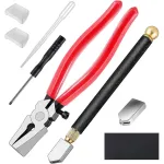 8PCS Glass Cutter Tool Kit Chrome Vanadium Steel Professional Glass Pliers Carbide Tip Cutter 0.079in to 0.787in Stained Glass Cutting Set
