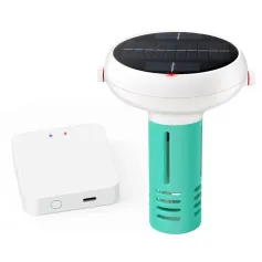 Tuya Zigbe WiFi Pool Water Quality Tester 7-in-1 Monitoring pH Chlorine Salinity Solar USB Charging App Control