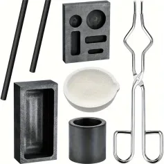 High Purity Graphite Crucible Kit 7-Piece Metal Casting Molds Set for Gold Silver Copper Melting Non-Stick Ingot Mold Metalworking Accessories