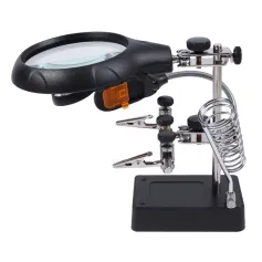 8X Adjustable High Magnification Glass Desktop Magnifier 6 LED Lights for Perfect Illumination Lightweight Portable Detail Work Tool