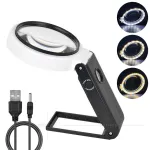 25X Magnifying Lens Handheld Eye-Loupe Magnifier for Coins Stamps Jewelry LED Illuminated Foldable Magnifying Glass Magnifier
