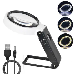 25X Magnifying Lens Handheld Eye-Loupe Magnifier for Coins Stamps Jewelry LED Illuminated Foldable Magnifying Glass Magnifier