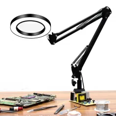 DANIU Flexible Desk Gwo 5X USB dirije Magnifying Glass 33cm +33cm Bracket 3 Koulè eklere Magnifier Lamp Loupe