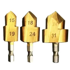 3PCS 6.35mm 1/4\ Hex Shank 3 Flutes High-Speed Steel Countersink Drill Bit #20 #25 #32 Diameter for Wood / Metal / Plastic