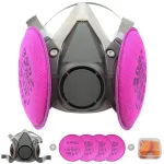 Respirator Mask 2097 Filters Set Dust Mask Silicone Material Adjustable Fit Air Purification for Carpentry Paint Dust Fumes Grinding Welding Chemicals