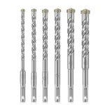 6PCS 10mm Round Shank Tungsten Carbide Twist Concrete & Masonry Drill Bits Set 6mm/8mm/10mm/12mm/14mm/16mm Cutting Diameter for Concrete Stainless Steel Tiles Glass Precision Milling Tool