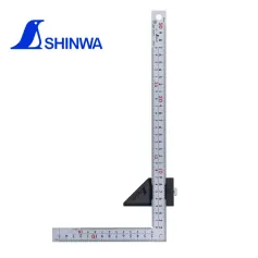 Shinwa 90 Degree Angle Ruler Metric 8 Scales Carpentry Multifunctional Square Stainless Steel Accurate Marking Sliding Stop Adjustable