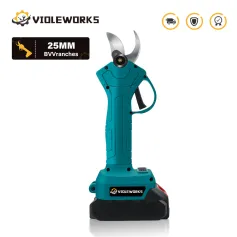 VIOLEWORKS Cordless Pruning Shears Garden Fruit Tree Bonsai Scissors 100W Power Efficient Durable Tungsten Blade with 1300mAh Battery for Horticultural Applications