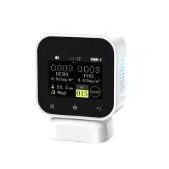 FNIRSI SFD-02 4-IN-1 Formaldehyde Detector Indoor Air Quality Monitor Touchscreen HCHO TVOC Time Humidity Display Smart Alarm Type-C Charging for Home Office Test