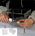 Clear Acrylic Grinding Dust Box Transparent Design 200x200x200mm 200x180x300mm Easy Assembly Polishing Buffing Engraving Dust Proof