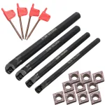 4pcs 7/8/10 / 12mm SCLCR06 Lathe Boring Bar Turning Tool With 10pcs CCMT0602 Inserts