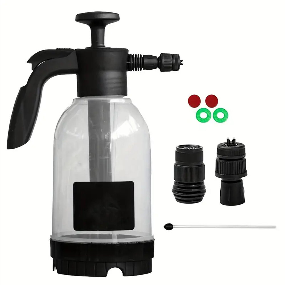 2L Foam Watering Can Transparent HDPE Air Pressure Pump Sprayer 1:50 Ratio Car Wash and Garden Use