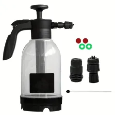 2L Foam Watering Can Transparent HDPE Air Pressure Pump Sprayer 1:50 Ratio Car Wash and Garden Use