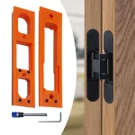 Door Hinge Jig ABS Material Lightweight Anti Slip Design Easy Installation Precision Template Garage Exterior Door Woodworking Repair Tool 9 x 2 Inches Orange