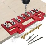JIGHOLE 5mm 1/4 Inch Aluminum Alloy Cabinet Hardware Jig Pocket Hole Jig Drill Guide Shelf Pin Punch Locator for Straight Holes