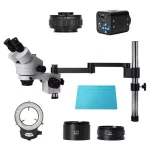 HAYEAR 7-90X Trinocular Microscope with 360° Swivel Arm for Mobile Phone Repair and Circuit Board Soldering 2K High Definition Camera Included