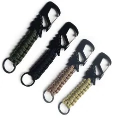 Brelok ze stali nierdzewnej Paracord z szybkozłączką, wielofunkcyjny sprzęt survivalowy z otwieraczem do butelek, rozpałką i kompasem, idealny na wędrówki na świeżym powietrzu i sytuacje awaryjne