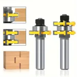 2pcs 1/2 Inch 1/4 Inch 8mm Shank Tongue and Groove Router Bit Set Tungsten Carbide Perfect for Woodworking Cutting MDF Plywood Hardwood