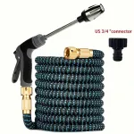 Premium Expandable Magic Car Wash Hose with Long Rod Spray Gun High Pressure Telescopic Design with 3/4 Inch Diameter and US Standard Connector Ideal For Car Cleaning Watering Plants Pet Washing