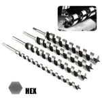 6PCS 6-16mm High Carbon Steel Woodworking Roller Drill Set 230mm Hexagonal Handle Fried Dough Twists Wood Tapper Door Lock Reaming Tool