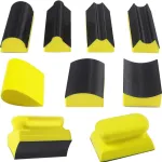 9PCS Hand Sanding Blocks Set Versatile Contoured Profile Yellow Durable Medium-Density Polyurethane Foam Convex and Concave Shapes Hook Loop Attachment for Auto Body Wood Furniture Sanding