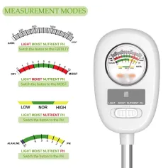 4-in-1 Multifunctional Soil Tester with Light Moisture Nutrient and PH Detection Ideal for Indoor Plants Greenhouses and Home Gardening Adjustable Bending Angle for Convenient Use