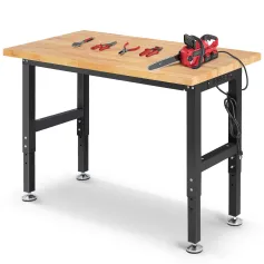 ENJOYWOOD 60 inch Worktable Workbench with Power Outlet 2000 lbs Load Capacity Garage Table Desk Adjustable Height Work Bench for Garage/Wood Shop/Office/Home