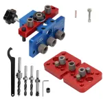 Fonson Tools X180C 3-in-1 Self-centering Doweling Jig Kits Woodworking Hole Punch Locator Drill Guide Cabinet Hardware Jig