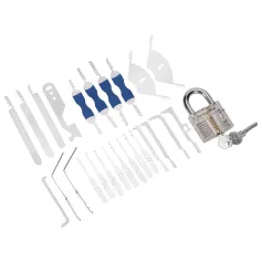 32PCS Practice Lock Picking Kit Transparent Padlock Stainless Steel Picks Ergonomic ABS Handles Comprehensive Learning Set Ideal for Beginners and Enthusiasts