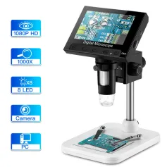 DM4-Z01B019 Digital Microscope 1000X 4.3\ Display 8 LED Magnifying Loupe Camera Lens 2MP Adjustable LED Microscope For Soldering