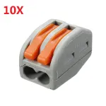 Excellway® ET20 10Pcs 2 Pins Spring Lever Terminal Block Electric Cable Wire Connector