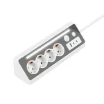 European Power Strip 4 Sockets with USB and Type-C Ports LED Light 3680W 250V 16A Flame Retardant PC Material 1.4m Cable
