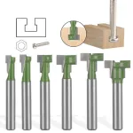 6PCS 1/4 Inch 6mm Shank Keyhole Router Bits Set T Track T-Slot Bolts Router Bit Set 1/4 & 5/16 & 3/8 & 9/16 & 1/2 & 5/8 Inch Blade Diameter