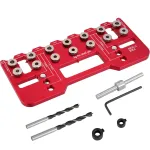 5mm 1/4 Inch Aluminum Alloy Cabinet Hardware Jig Pocket Hole Jig Drill Guide Shelf Pin Punch Locator for Straight Holes