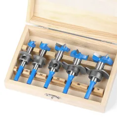 5PCS Hex Shank Hinge Boring Forstner Drill Bit Set Countersink Bit 15-35mm Cutting Diameter Hole Opener Hinge Hole Cutter for Woodworking / Plastic / Plywood