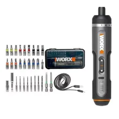 WORX WX242 4V বৈদ্যুতিক স্ক্রু ড্রাইভার সেট স্মার্ট কর্ডলেস বৈদ্যুতিক স্ক্রু ড্রাইভার USB রিচার্জেবল 30 বিট সেট মিনি ড্রিল পাওয়ার টুল