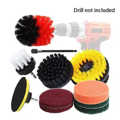 11PCS High-Performance Rotary Tool with Versatile Drill Brush and Power Scrubber Cleaning Attachment Set Durable Polyester Fiber Easy Install Perfect for Cleaning Tasks