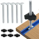 5 Pack T Bolt Knob Kit Miter Track Sliding Nut Woodworking Tool Jigs Screw Fixture For Workbench T-Slot Suitable Use With 1/4\\ And Universal T-Track